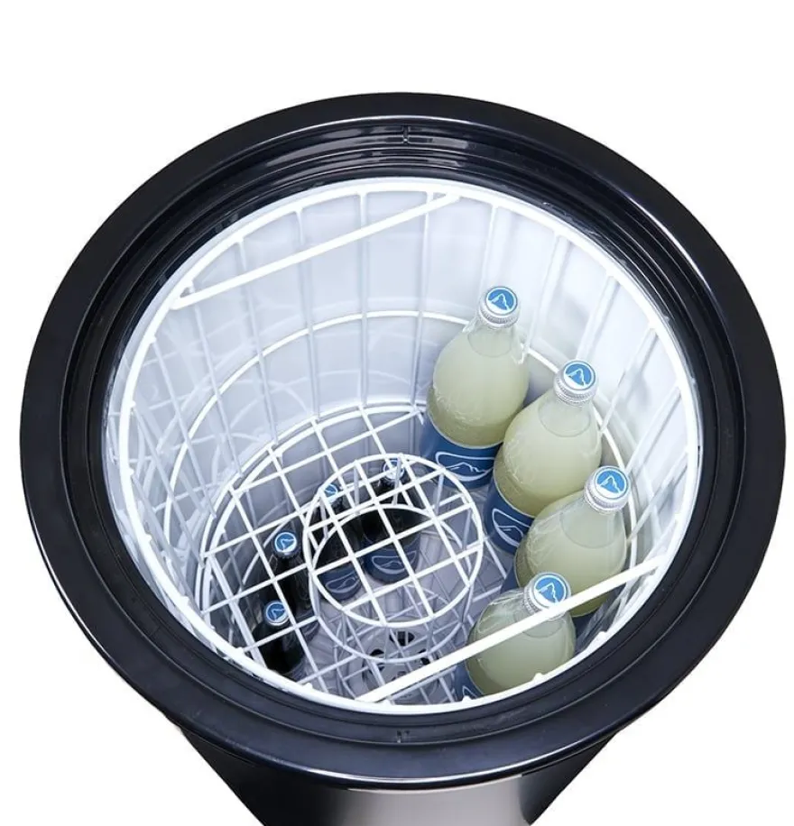 Gastro-Cool PT75 Party-Cooler / Kühltonne 73 Liter mit Glasdeckel schwarz, auf Rollen