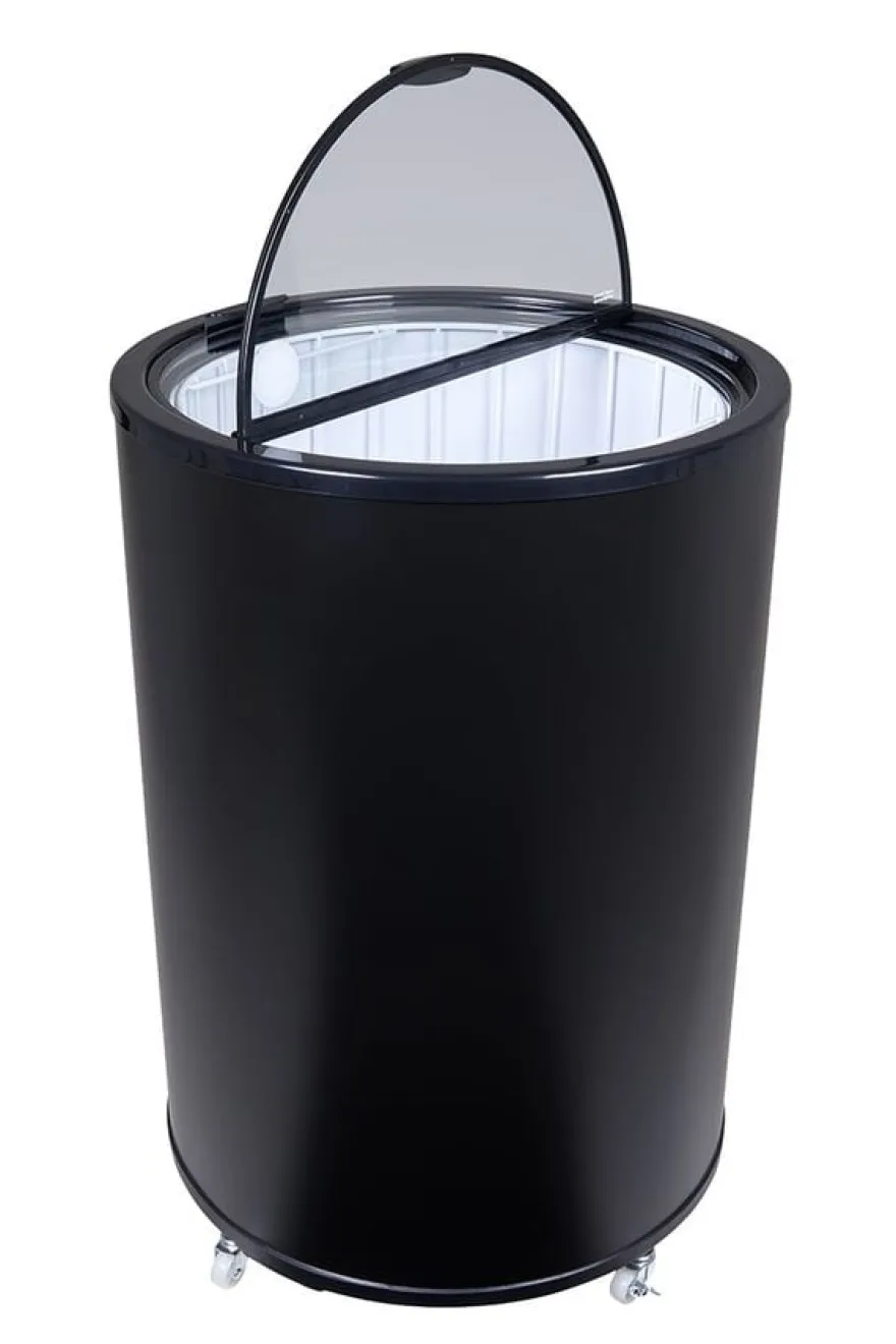 Gastro-Cool PT85 Party-Cooler / Kühltonne 86 Liter mit Glasdeckel schwarz