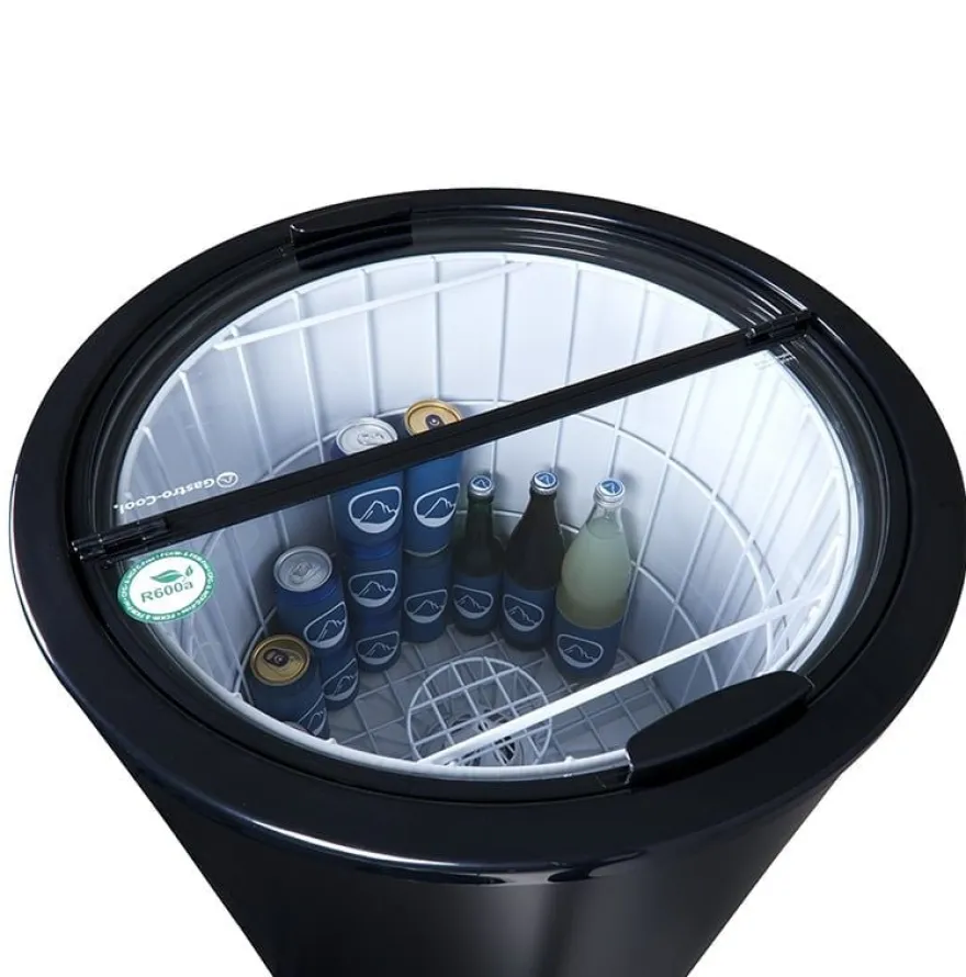 Gastro-Cool PT85 Party-Cooler / Kühltonne 86 Liter mit Glasdeckel schwarz