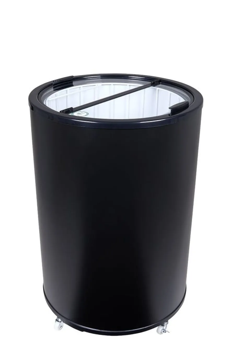 Gastro-Cool PT85 Party-Cooler / Kühltonne 86 Liter mit Glasdeckel schwarz