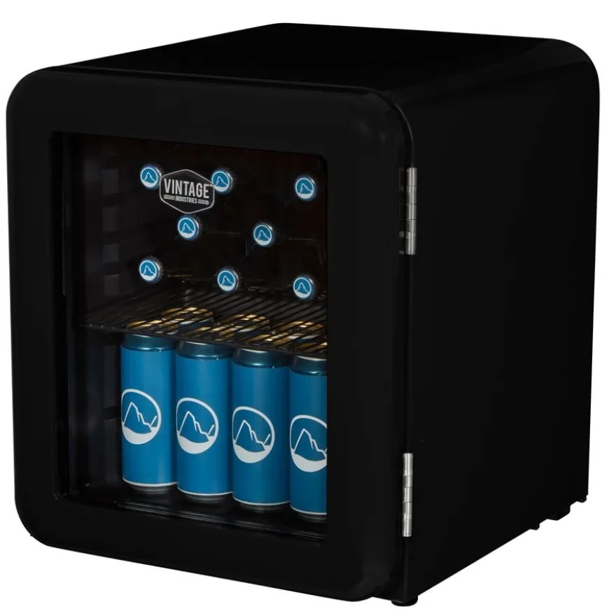 Gastro-Cool RC55 Minibar Retro Miami 46 Liter mit Glastür schwarz, Retro Design