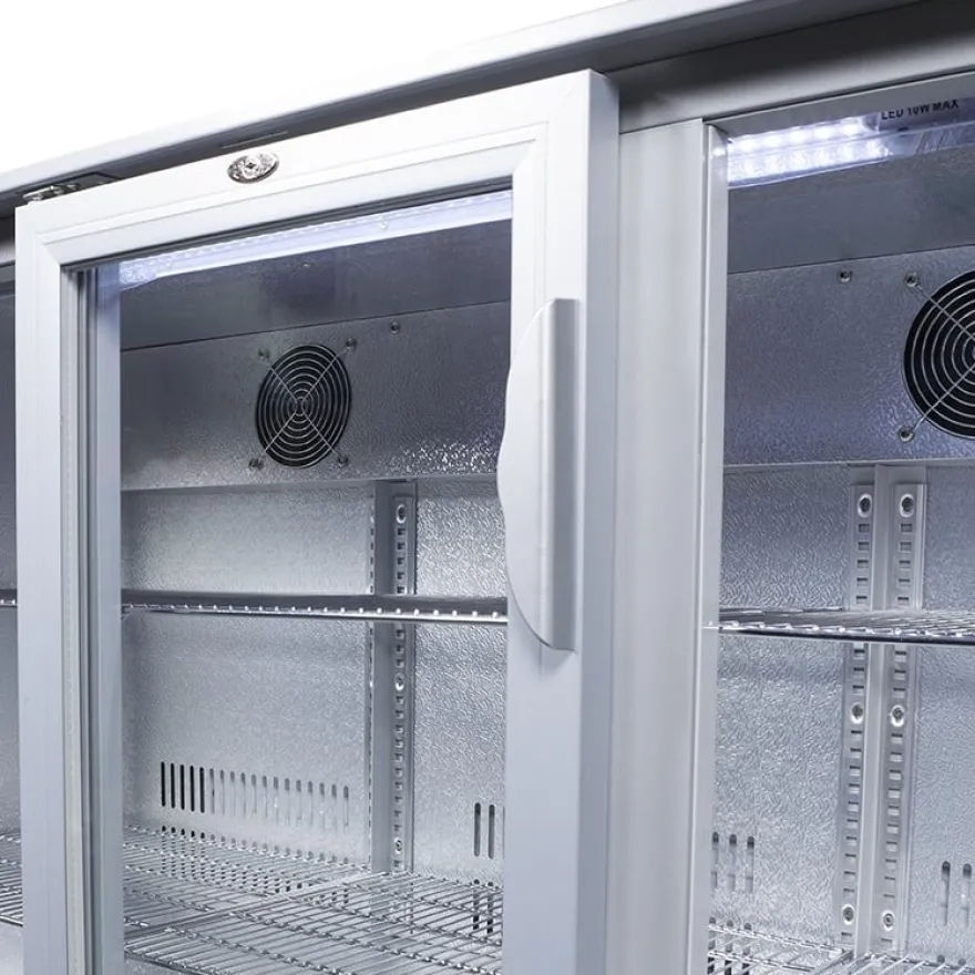 Gastro-Cool UC300 Barkühlschrank 330 Liter Schiebetüren silber, LED, unterbaufähig