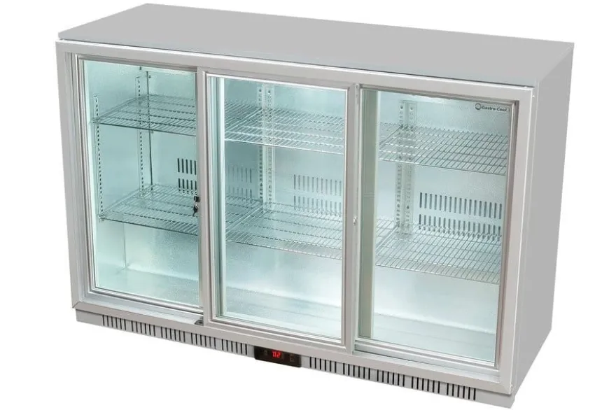 Gastro-Cool UC300 Barkühlschrank 330 Liter Schiebetüren silber, LED, unterbaufähig