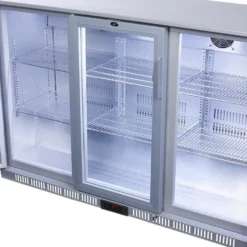 Gastro-Cool UC300 Barkühlschrank 330 Liter Schiebetüren silber, LED, unterbaufähig