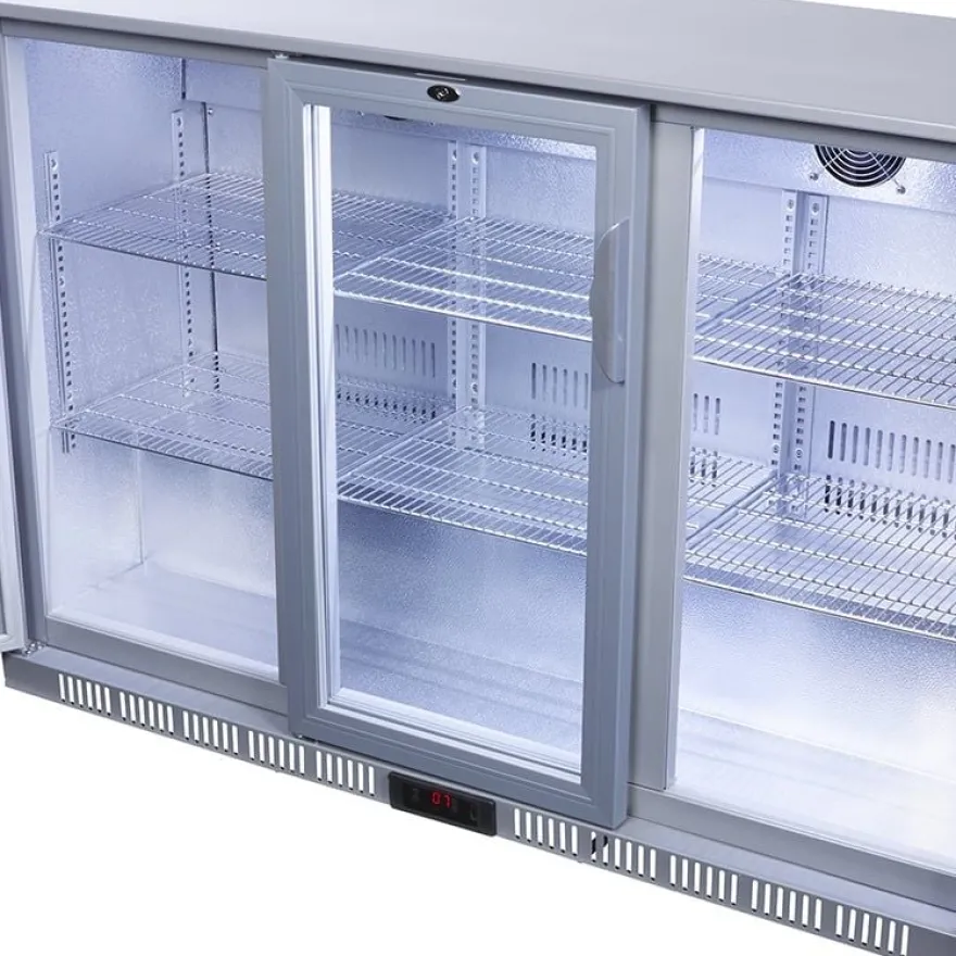 Gastro-Cool UC300 Barkühlschrank 330 Liter Schiebetüren silber, LED, unterbaufähig