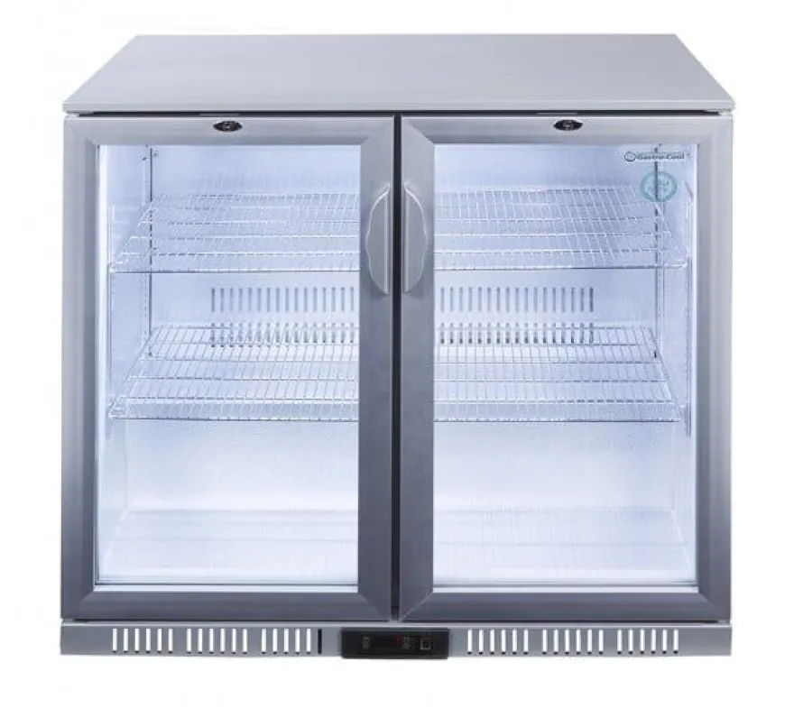 Gastro-Cool UC200 Barkühlschrank 208 Liter Klapptüren silber, LED, unterbaufähig