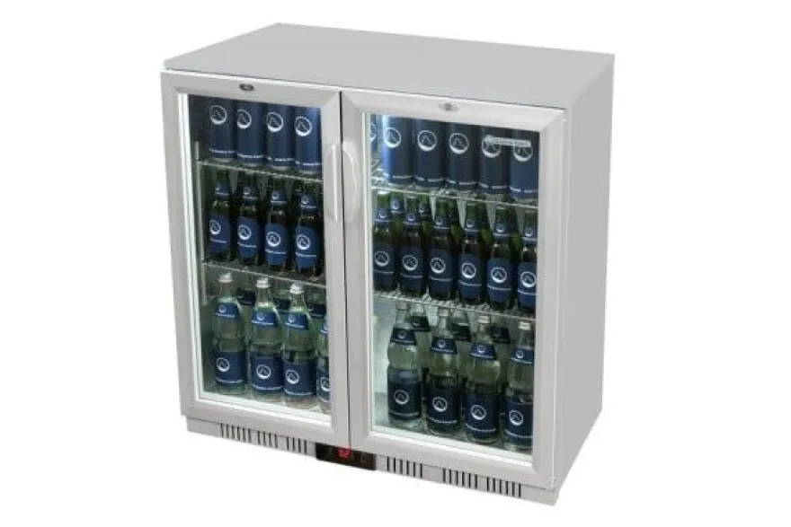 Gastro-Cool UC200 Barkühlschrank 208 Liter Klapptüren silber, LED, unterbaufähig