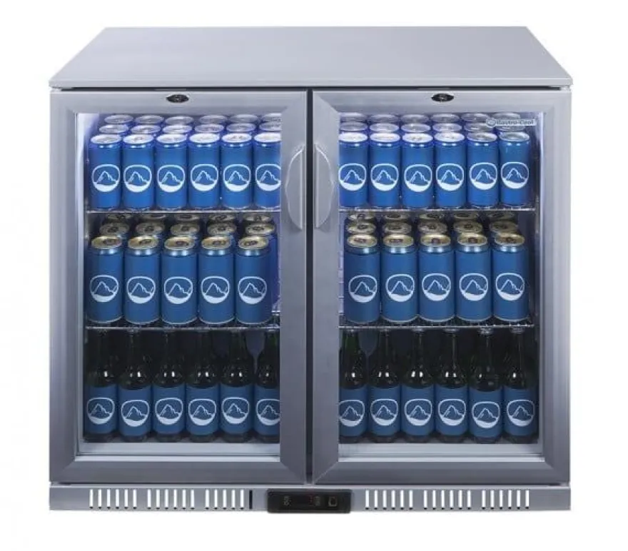Gastro-Cool UC200 Barkühlschrank 208 Liter Klapptüren silber, LED, unterbaufähig