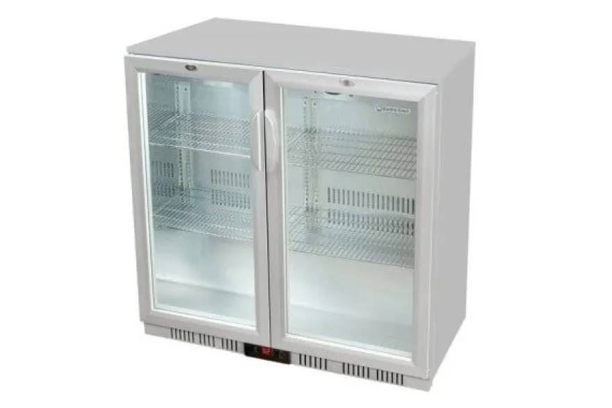 Gastro-Cool UC200 Barkühlschrank 208 Liter Klapptüren silber, LED, unterbaufähig