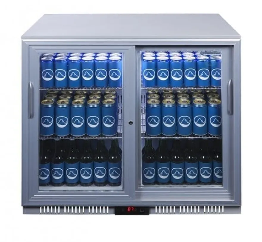 Gastro-Cool UC200 Barkühlschrank 208 Liter Schiebetüren silber, LED, unterbaufähig