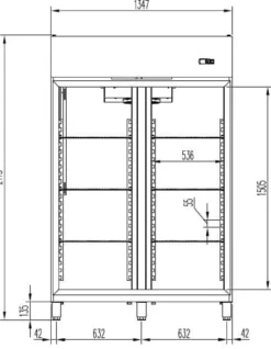 Gastro Kühlschrank PROFI 1400 GN 2/1 Superior mit 2 Glastüren, 1168 Liter Kühlraumvolumen, Made in Europe