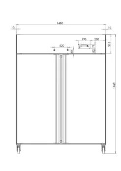 Gastronomie Tiefkühlschrank ECO 1400 GN 2/1 Monoblock, 1350 Liter Kühlraumvolumen, 6 verstellbare Einlegeböden, Robuste Bauweise, Edelstahl