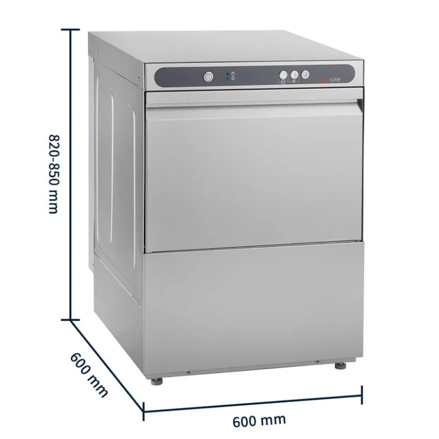 Geschirrspülmaschine ECO 50x50 cm Korbmaß, mit Reiniger- & Klarspüldosierer, mit Ablaufpumpe & Enthärter, Made in Europe, 400 Volt