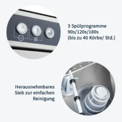 Geschirrspülmaschine ECO 50x50 cm Korbmaß, mit Reiniger- & Klarspüldosierer, mit Ablaufpumpe & Enthärter, Made in Europe, 400 Volt