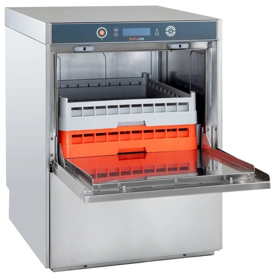 Geschirrspülmaschine HYPRO Digital 54 SLE 50x50 cm Korbmaß, mit Reiniger- & Klarspüldosierer, mit Ablaufpumpe & Enthärter,Drucksteigerungspumpe Made in Europe, 400 Volt