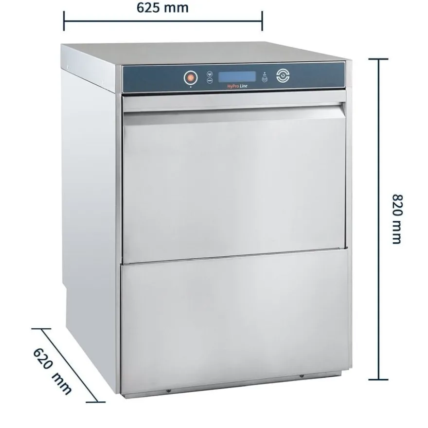 Geschirrspülmaschine HYPRO Digital 54 SLE 50x50 cm Korbmaß, mit Reiniger- & Klarspüldosierer, mit Ablaufpumpe & Enthärter,Drucksteigerungspumpe Made in Europe, 400 Volt