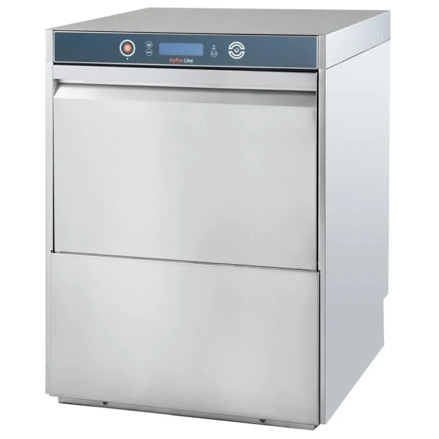 Geschirrspülmaschine HYPRO Digital 50 SLE 50x50 cm Korbmaß, mit Reiniger- & Klarspüldosierer, mit Ablaufpumpe & Enthärter,Drucksteigerungspumpe Made in Europe, 230 Volt
