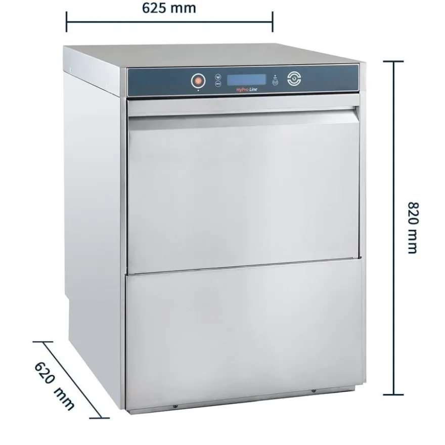 Geschirrspülmaschine HYPRO Digital 54 SL 50x50 cm Korbmaß, mit Reiniger- & Klarspüldosierer, mit Ablaufpumpe, Drucksteigerungspumpe Made in Europe, 400 Volt