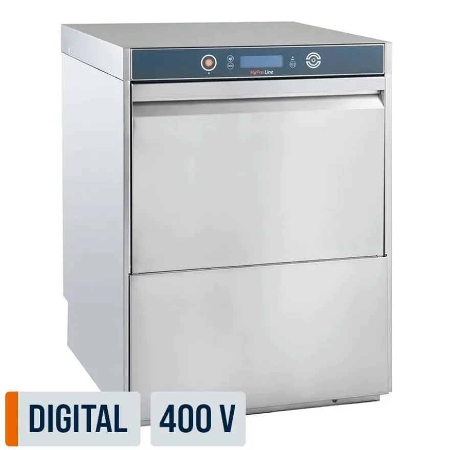 Geschirrspülmaschine HYPRO Digital 54 SL 50x50 cm Korbmaß, mit Reiniger- & Klarspüldosierer, mit Ablaufpumpe, Drucksteigerungspumpe Made in Europe, 400 Volt