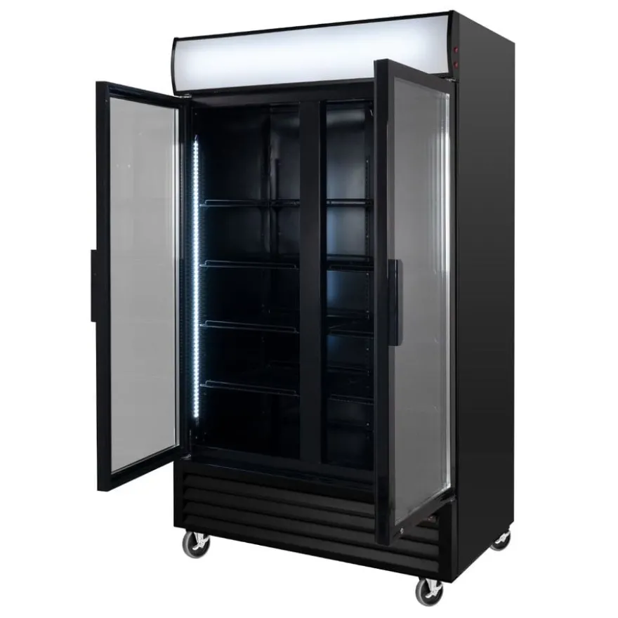 Getränkekühlschrank ECO 1000 mit Klapptüren und Leuchtaufsatz