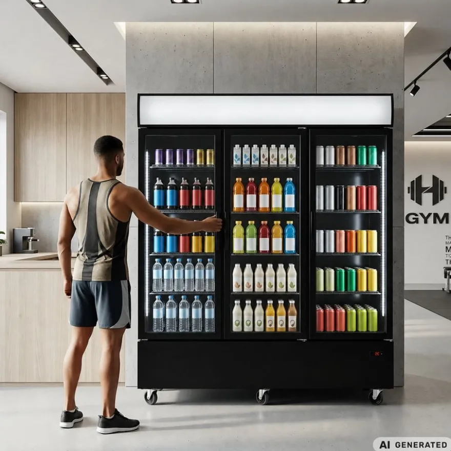 Getränkekühlschrank ECO 1500 mit Klapptüren und Leuchtaufsatz
