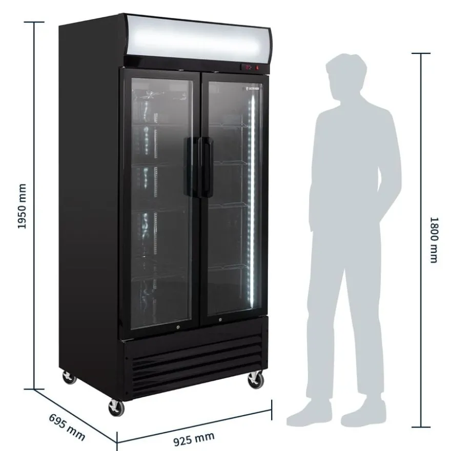Getränkekühlschrank ECO 630 mit Leuchtaufsatz und Klapptüren