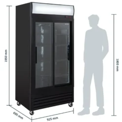 Getränkekühlschrank ECO 630 mit Leuchtaufsatz und Schiebetüren