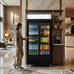 Getränkekühlschrank ECO 630 mit Leuchtaufsatz und Schiebetüren