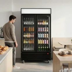 Getränkekühlschrank ECO 1000 mit Schiebetüren und Leuchtaufsatz