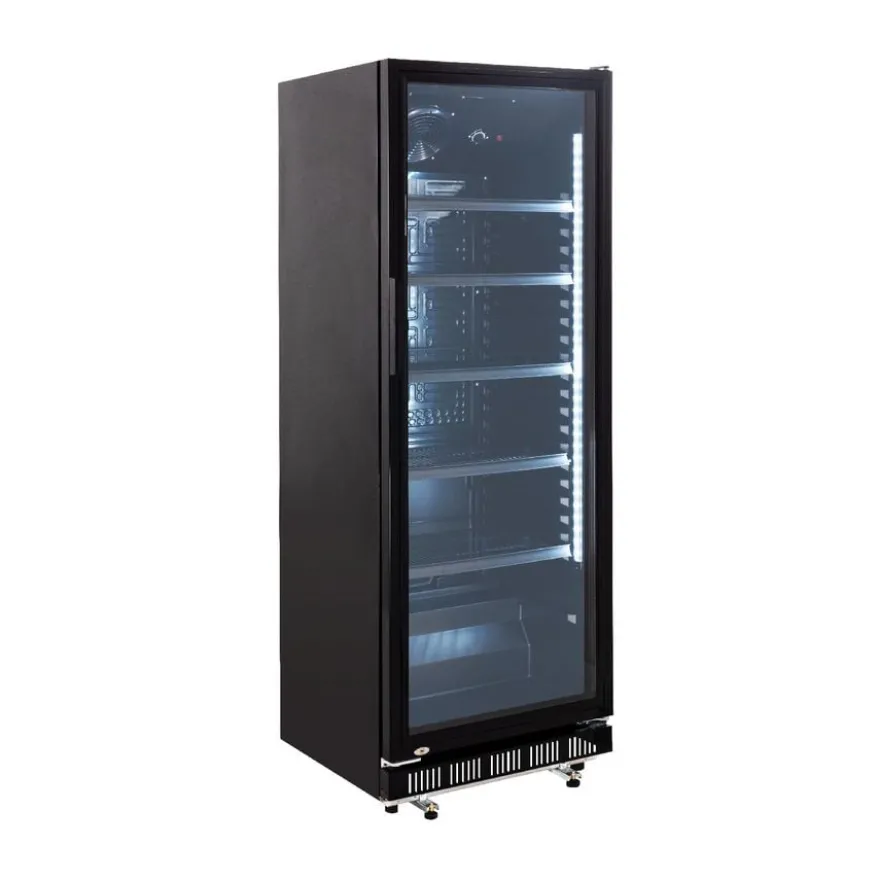 Getränkekühlschrank GK-360BB, 360 Liter Kühlraumvolumen, 4 verstellbare Einlegeböden, Innenbeleuchtung, Abschließbar, Schwarz