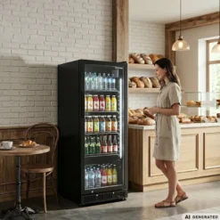Getränkekühlschrank GKS-230, 230 Liter Kühlraumvolumen, 4 verstellbare Einlegeböden, Innenbeleuchtung, Abschließbar, Schwarz