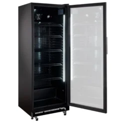 Getränkekühlschrank GKS-360, 360 Liter Kühlraumvolumen, 5 verstellbare Einlegeböden, Innenbeleuchtung, Abschließbar, Schwarz