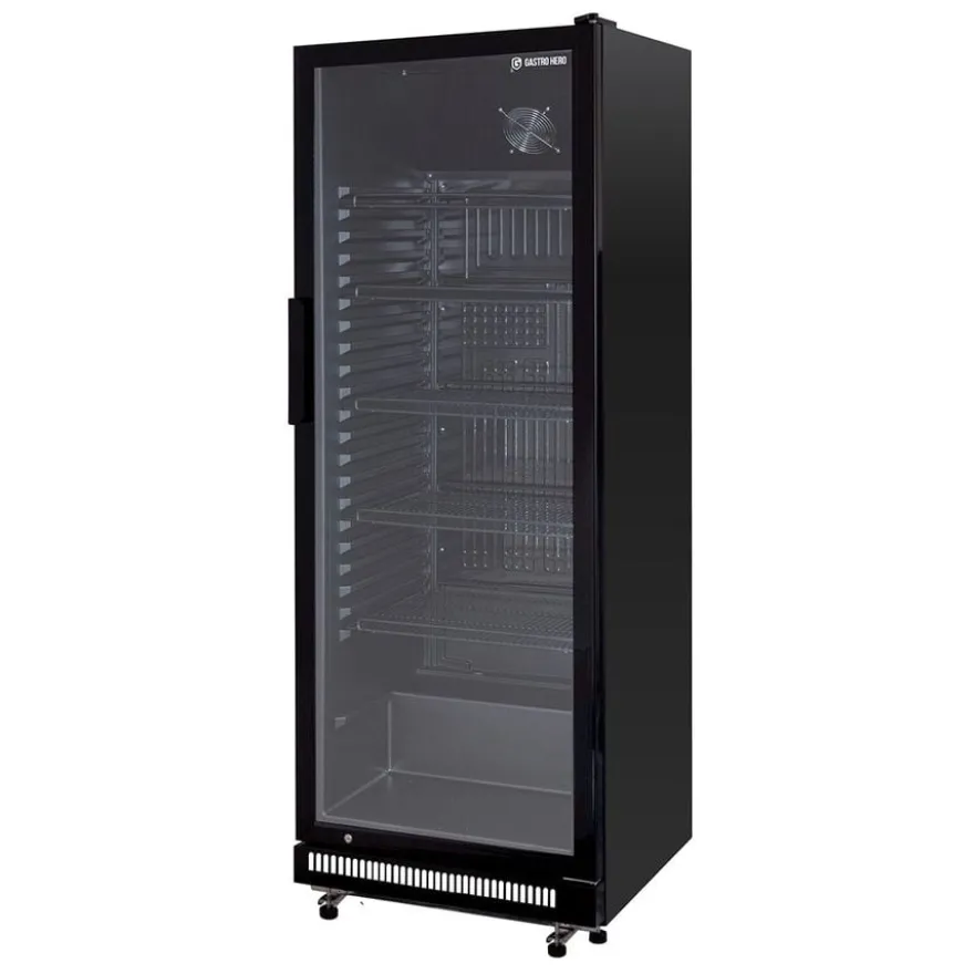 Getränkekühlschrank GKS-360, 360 Liter Kühlraumvolumen, 5 verstellbare Einlegeböden, Innenbeleuchtung, Abschließbar, Schwarz
