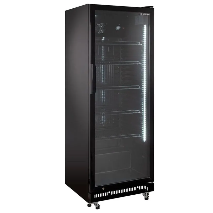 Getränkekühlschrank GKS-360, 360 Liter Kühlraumvolumen, 5 verstellbare Einlegeböden, Innenbeleuchtung, Abschließbar, Schwarz