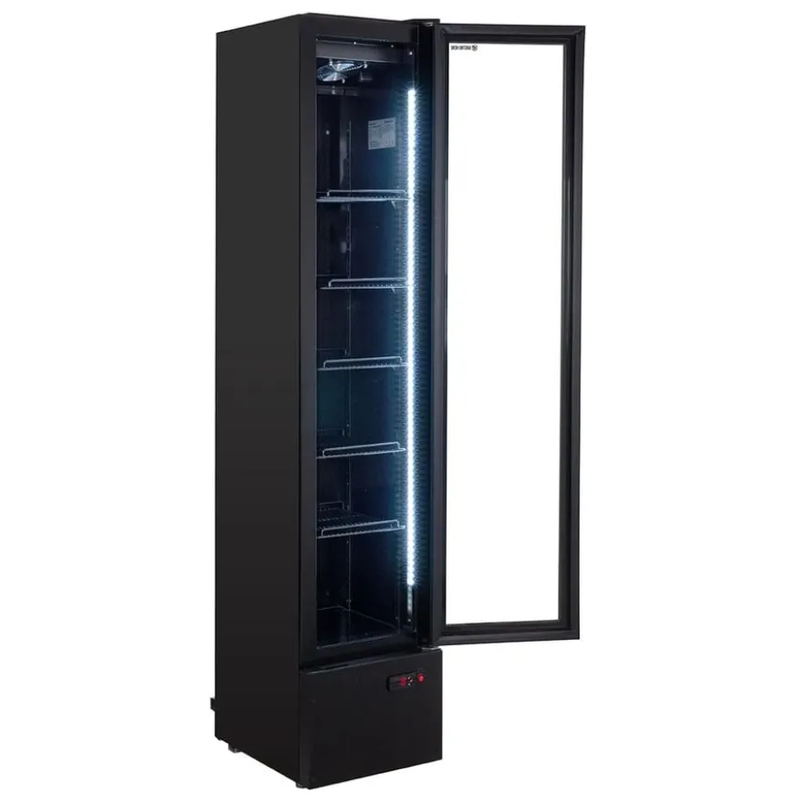 Getränkekühlschrank GKS-160 Slim, 160 Liter Kühlraumvolumen, Innenbeleuchtung, schwarz