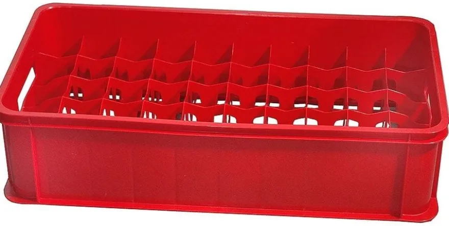 Gläserkasten 50 Fächer, rot, für 0,2L Gläser