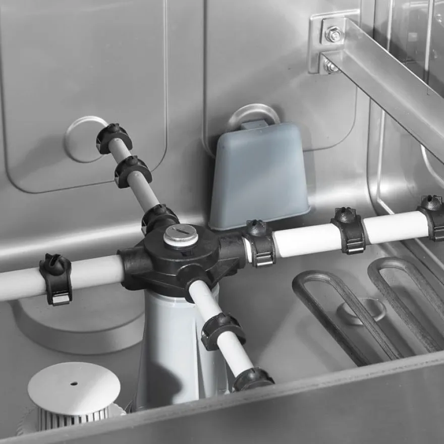 Gläserspülmaschine ECO 40x40 cm Korbmaß, mit Reiniger- & Klarspüldosierer, mit Ablaufpumpe & Enthärter, Made in Europe, 230 Volt