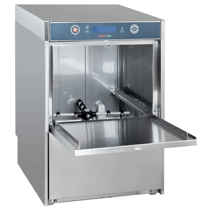 Gläserspülmaschine HYPRO Digital 40 SL 40x40 cm Korbmaß, mit Reiniger- & Klarspüldosierer, mit Ablaufpumpe & Drucksteigerungspumpe Made in Europe, 230 Volt