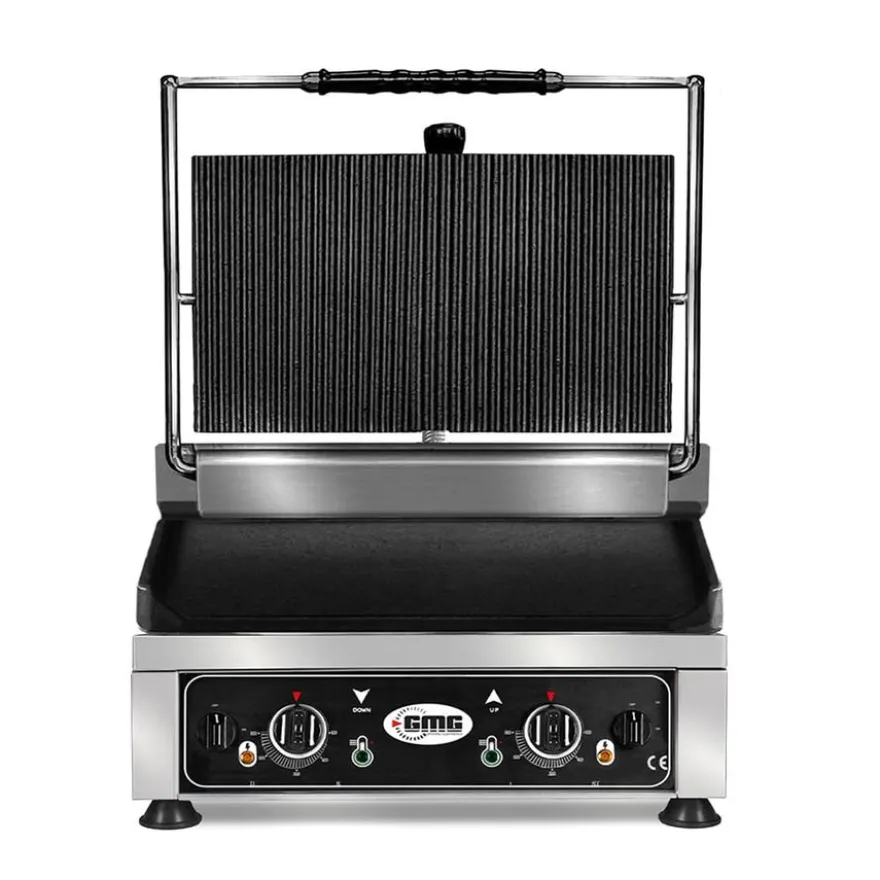 GMG Elektro-Kontaktgrill KG2745GDT 45x27 unten glatt, oben gerillt mit 2 Temperaturreglern