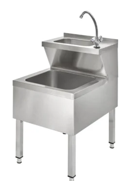 Handwasch-Ausgussbeckenkombination Basic 1, Kalt- und Warmwasserhahn