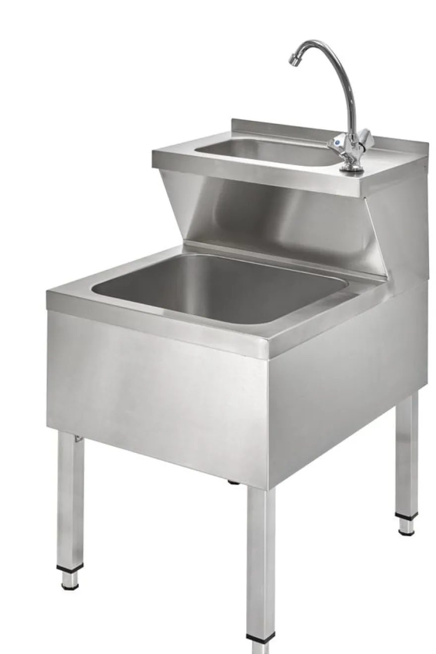 Handwasch-Ausgussbeckenkombination Basic 1, Kalt- und Warmwasserhahn