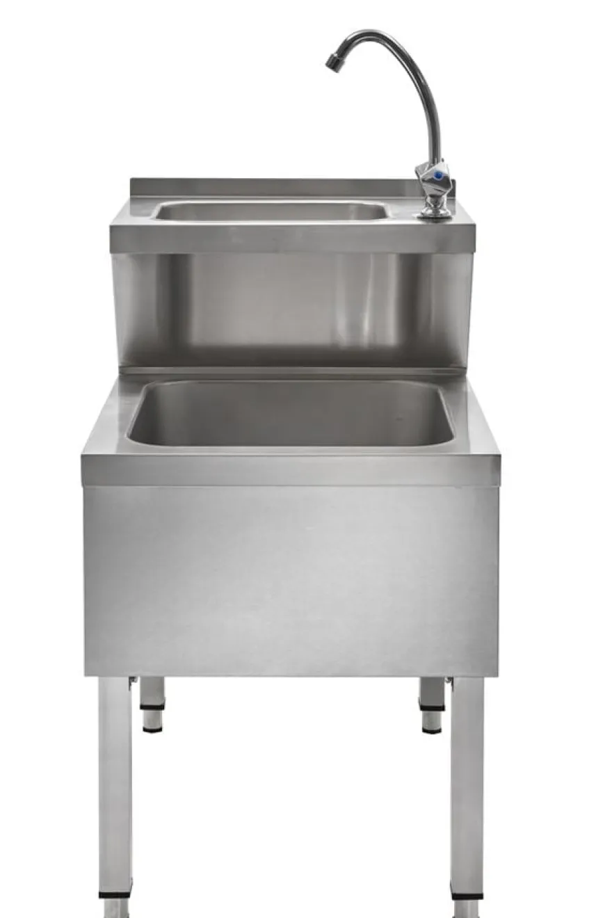 Handwasch-Ausgussbeckenkombination Basic 1, Kalt- und Warmwasserhahn