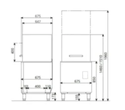 Haubenspülmaschine ECO 54 SLE 50x50 cm Korbmaß, mit Reiniger- & Klarspüldosierer, mit Ablaufpumpe & Enthärter, Made in Europe, 400 Volt