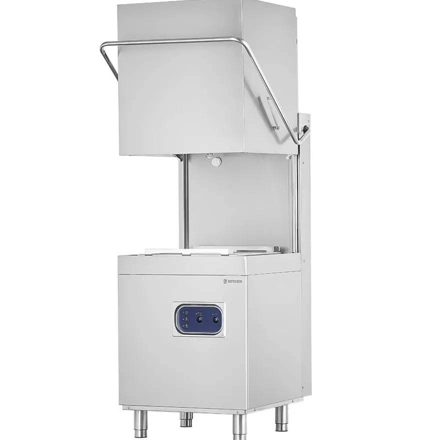 Haubenspülmaschine ECO 50x50 cm Korbmaß, mit Reiniger- & Klarspüldosierer, mit Ablaufpumpe, Made in Europe, 400 V