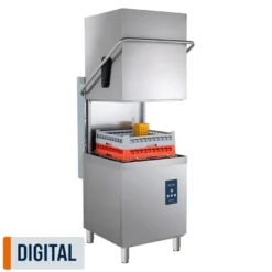 Haubenspülmaschine PROFI Digital 54 SL 50x50 cm Korbmaß, mit Reiniger- & Klarspüldosierer, mit Ablaufpumpe, Made in Europe, 400 Volt