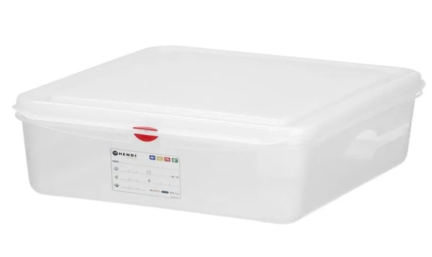 Hendi GN-Behälter mit Deckel und HACCP-Clips, GN 1/1, 100 mm, 13 L, PP