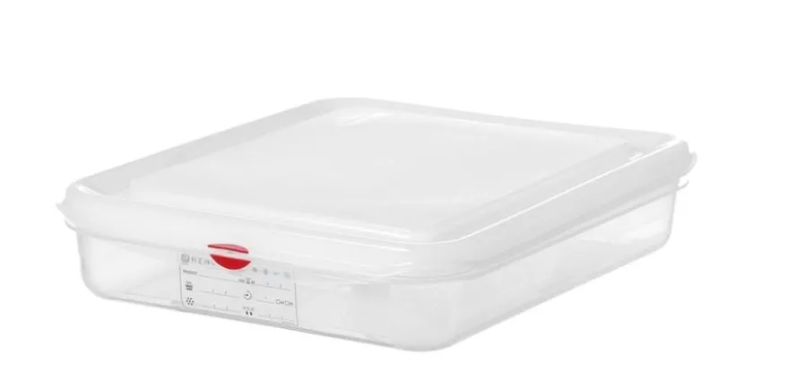 Hendi GN-Behälter mit Deckel und HACCP-Clips, GN 1/2, 65 mm, 4 L, PP