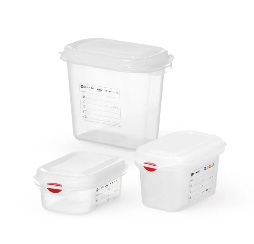 Hendi GN-Behälter mit Deckel und HACCP-Clips, GN 1/9, 65 mm, 0,6 L, PP