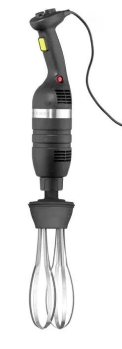 Hendi Set: Stabmixer 350 mit variabler Geschwindigkeit + Schneebesen + Halterung zur Wandmontage, Kitchen Line, Schwarz, 230V/350W, Ø 100x110mm