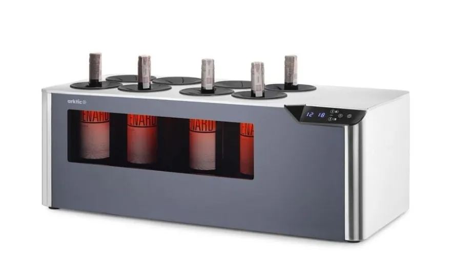 Hendi Theken-Weinkühler Arktic Cellar, 2 Zonen, 8 Flaschen, Schwarz
